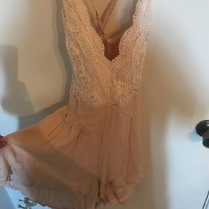 PEACH lace romper